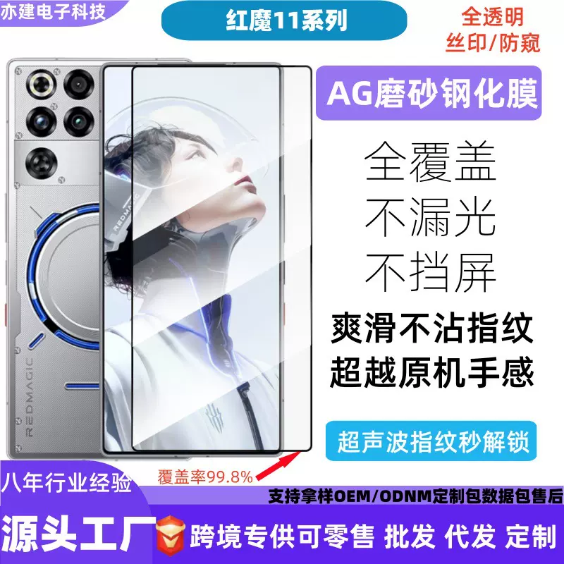 适用于努比亚redmagic红魔11pro+钢化膜高铝电镀防窥磨砂分体镜头
