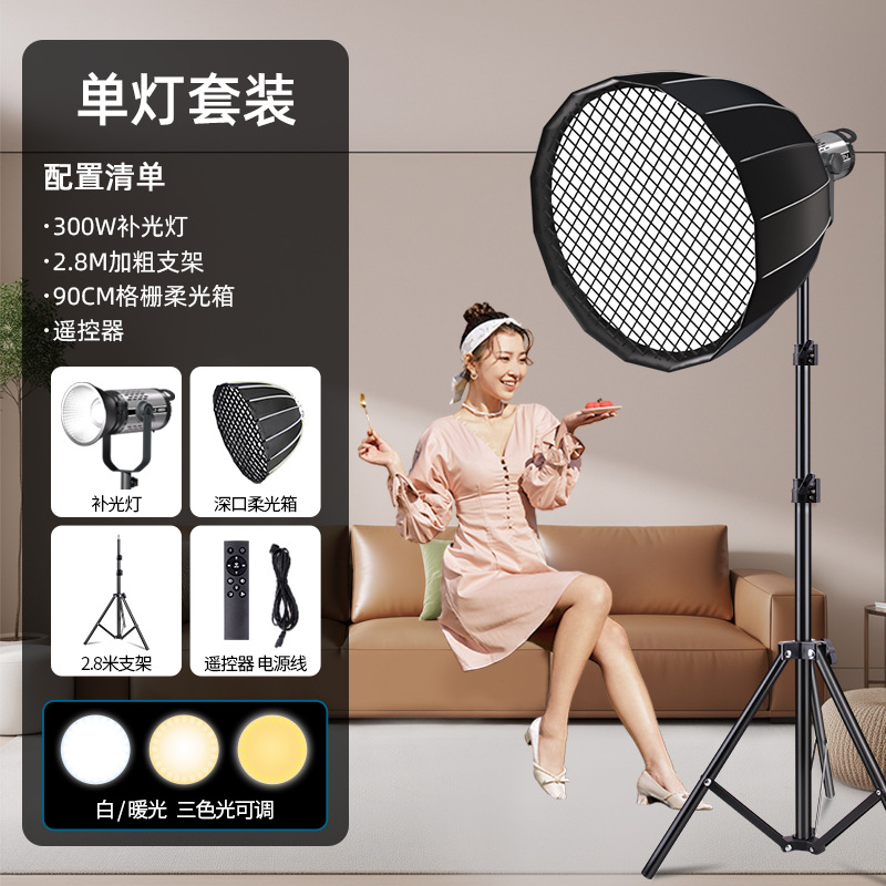 Lámpara de relleno de transmisión en vivo profesional, luz de sala de transmisión en vivo, 300W, fotografía, ropa, fotografía, fotografía, fotografía de retrato, luz suave