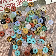 天然水晶瑪瑙玉石甜甜圈大孔圈圈12mm-16mm平安扣diy飾品配件串珠