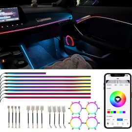 汽车内饰亚克力LED隐藏车载内饰氛围灯智能手机APP控制64色气氛灯