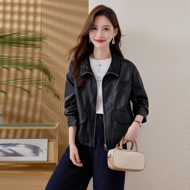 小个子复古pu皮衣外套女2025初春秋季时尚百搭机车皮短款夹克上衣|undefined