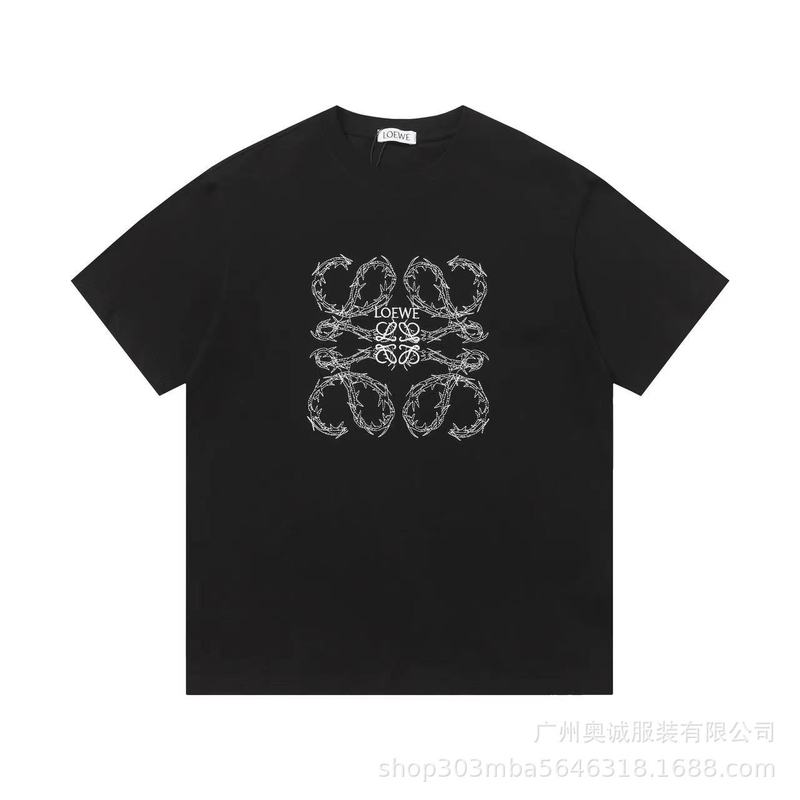 クロスボーダー 25ss Luojia 刺繍ロゴ クラシック ファッション ルーズ コットン Tシャツ カジュアル 半袖 男女兼用 カップル用|undefined