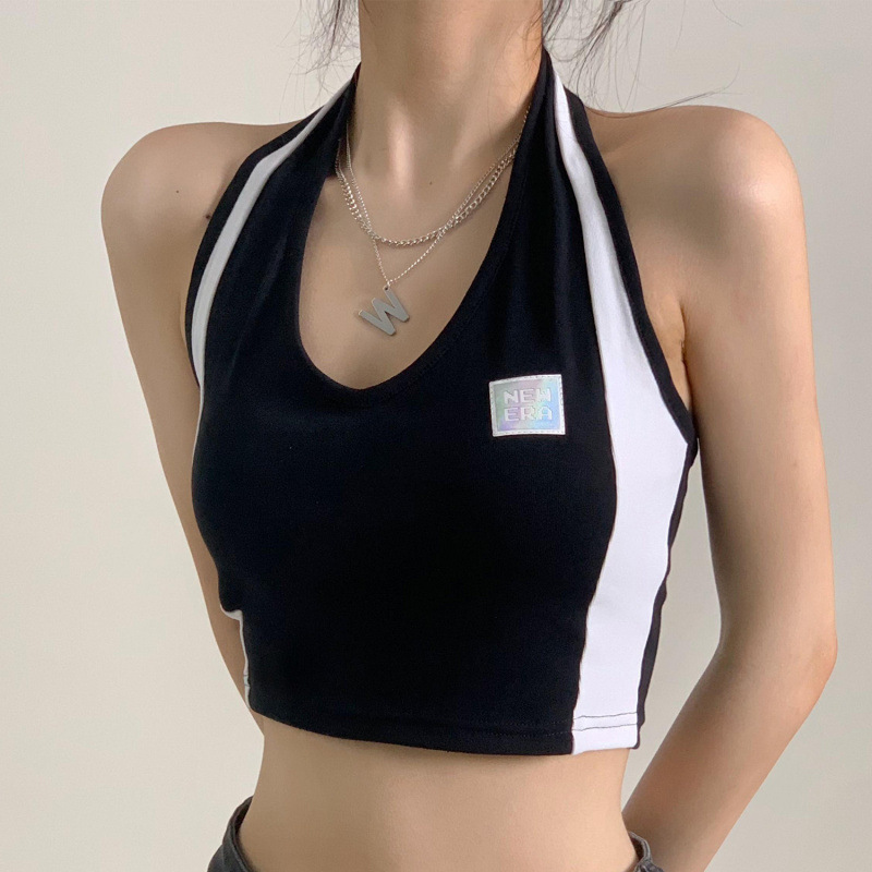 热辣美式辣妹挂脖小吊带背心女夏泰式运动抹胸爵士上衣外穿音乐节|undefined