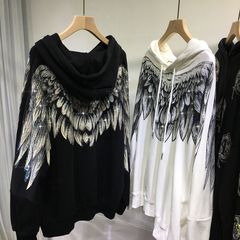 超大サイズ2-300斤太ったm国潮衛衣女重工はドリルの前後の大きな翼にやせて帽子の薄いコートを見せた