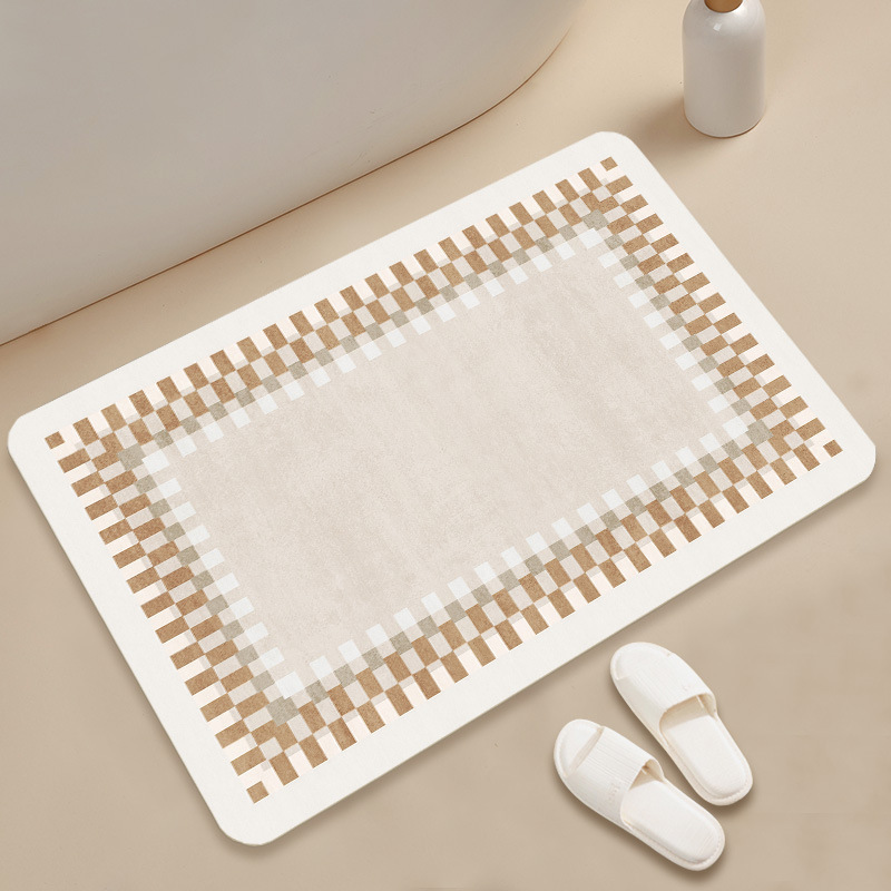 Antislip toiletmat van diatomeeënaarde in Scandinavische stijl, eenvoudige look, waterabsorberend en sneldrogend._voghion.com