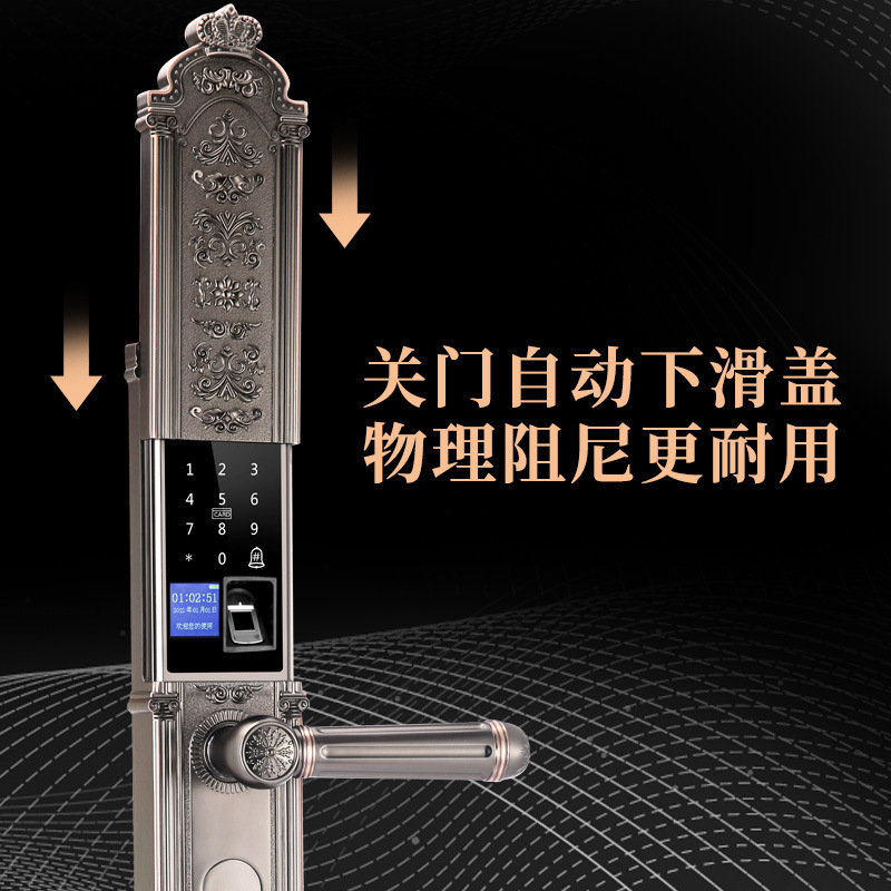 Cerradura de huellas dactilares, puerta de seguridad para el hogar, puerta de villa, patio, cerradura inteligente al aire libre, cerradura inteligente deslizante automática de aleación de zinc