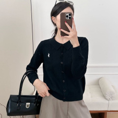 2025早秋穿搭女装新款气质polo领针织衫开衫薄款内搭打底长袖毛衣