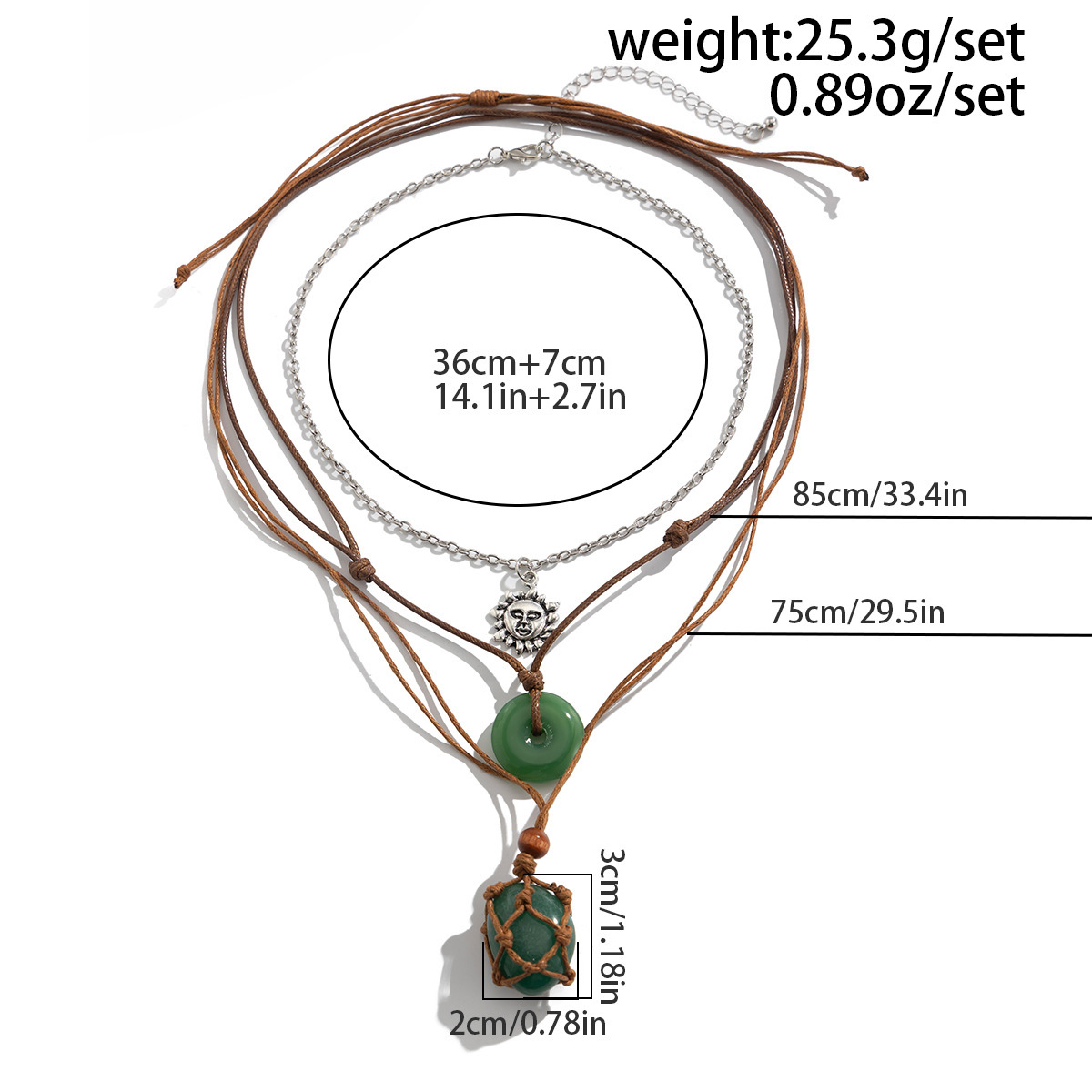 Retro Classic Style Geometric Alloy Glass Wax Line Cable Chain Cord String Layered Necklaces Wholesale display picture 1