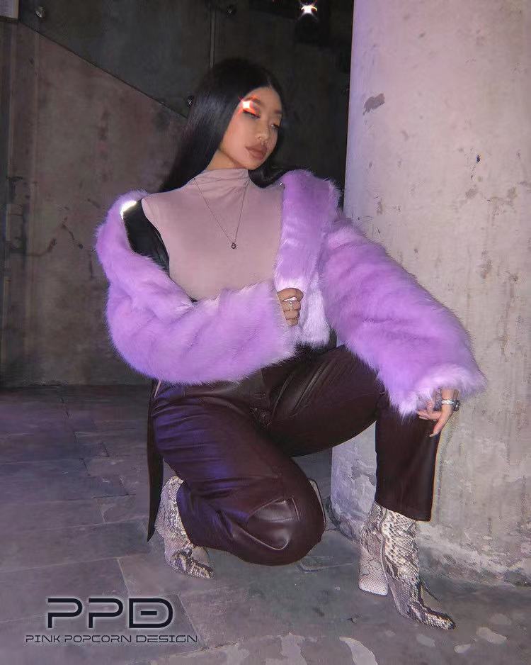 New Imitation Fur Coat Coat  Fashion Imitation Fur Factory  Haining Imitation Fur in Fuzzy Coats