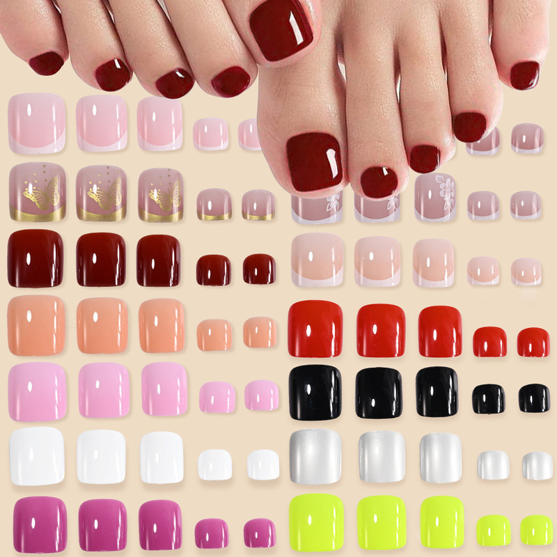 96 Pieces of Four-Square Grids Toenails Wearable Nail Pieces Cross-Border Simple French Pure Color Full Nail Toenail Manicure Nail Pieces 96 Pieces of Four-Square Grids Toenails Wearable Nail Pieces Cross-Border Simple French Pure Color Full Nail Toenail Manicure Nail Pieces