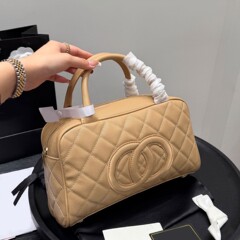 小香风保龄球包香奶奶女包中古鱼子酱菱格手提包南台箱包时尚包包
