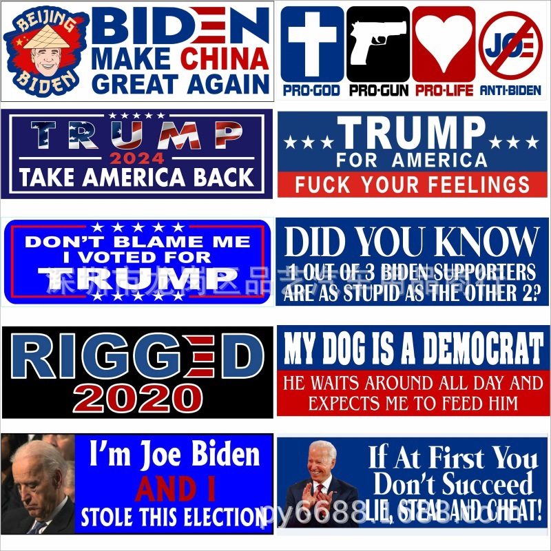 可定制乙烯基汽车贴纸拉花PET拜登美国谎言特朗普反光保险杠车贴|ms
