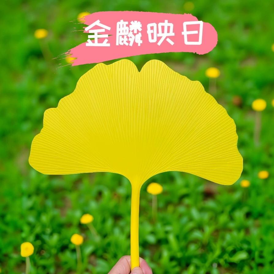 fans are durable and high-value plastics in summer, cool and must-have students' literary style round fan Ginkgo leaf fan