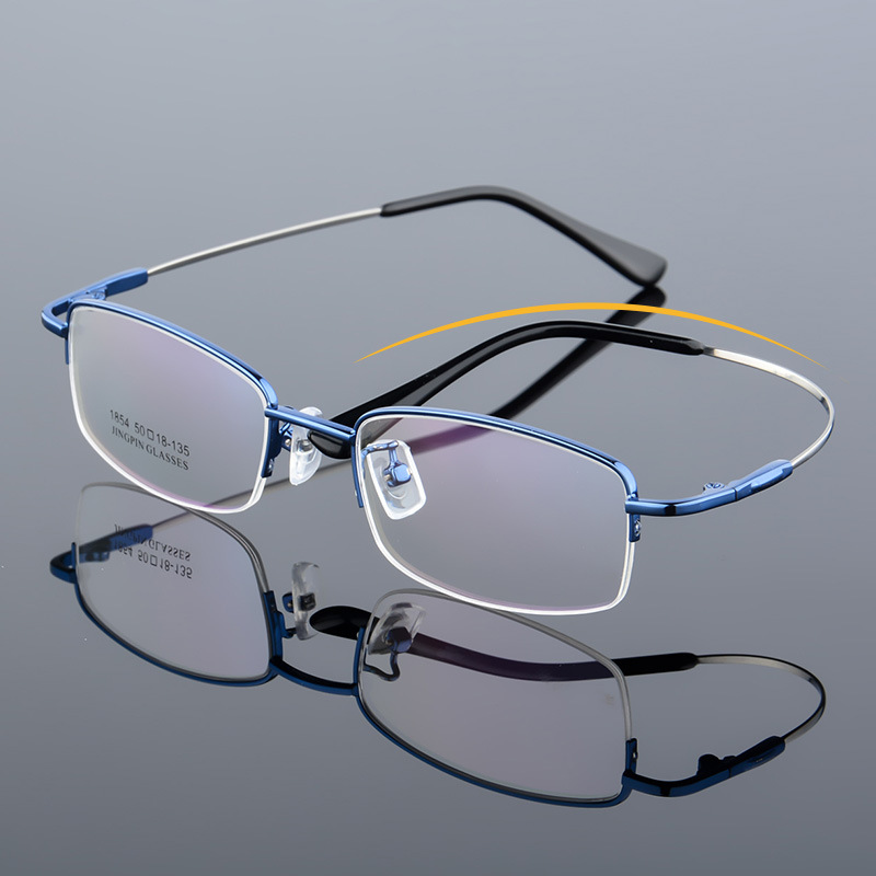 New Men's Half-Rim Metal Memory Frame Titanium Eyeglass Frame, Nearsighted Glasses Frame, Wholesale from Manufacturer 1854