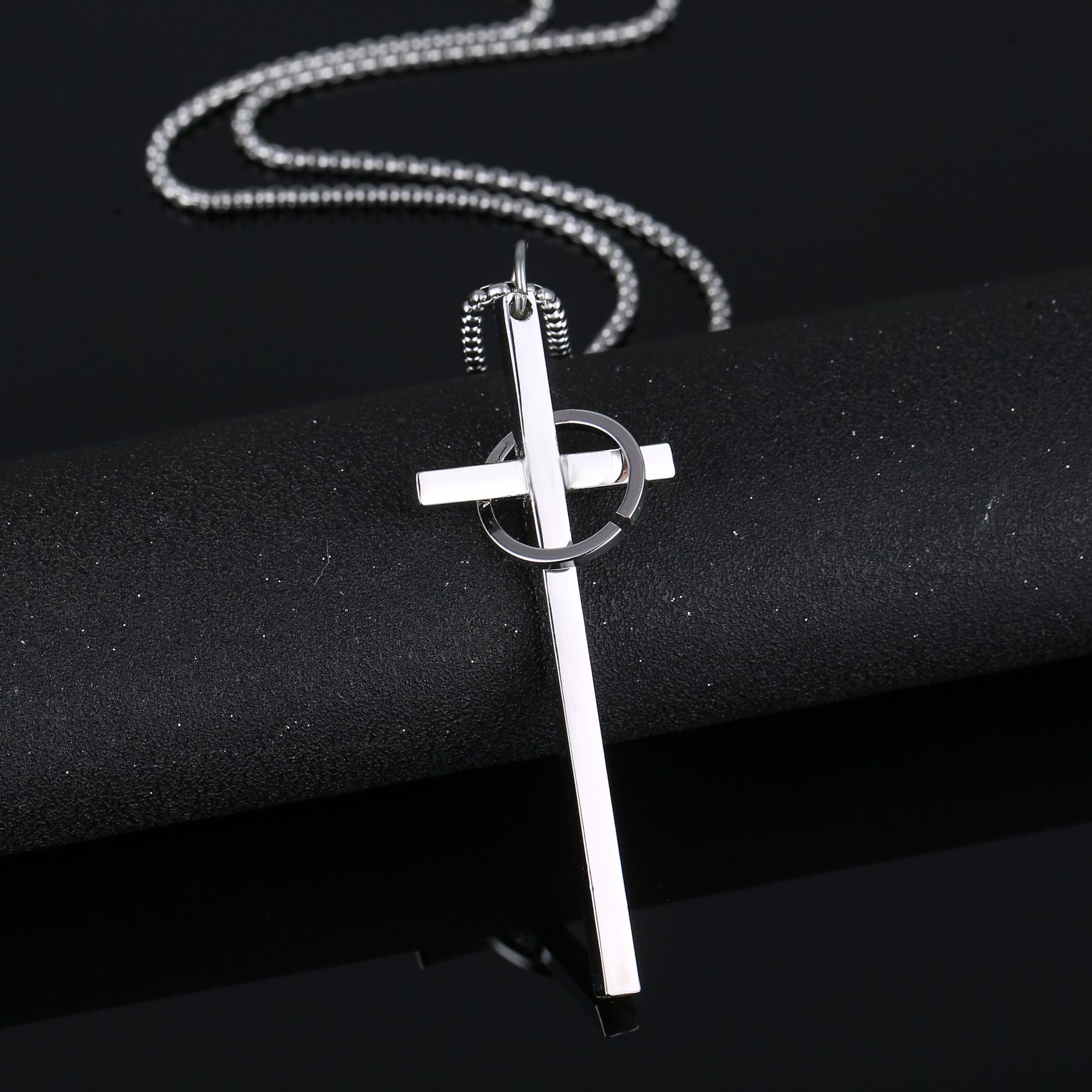 Punk Cross Skull Titanium Steel Plating Men's Pendant Necklace display picture 3