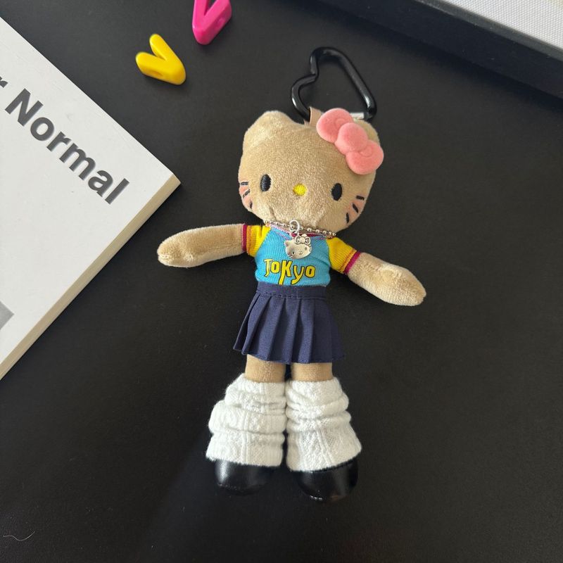 新款可爱长腿kitty毛绒挂件裙子换装娃衣ins风玩偶挂饰背包|undefined