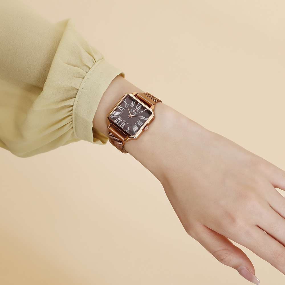 New Roman numeral square dial with simple and thin strap, trendy internet celebrity small shop quartz women's watch_voghion.com