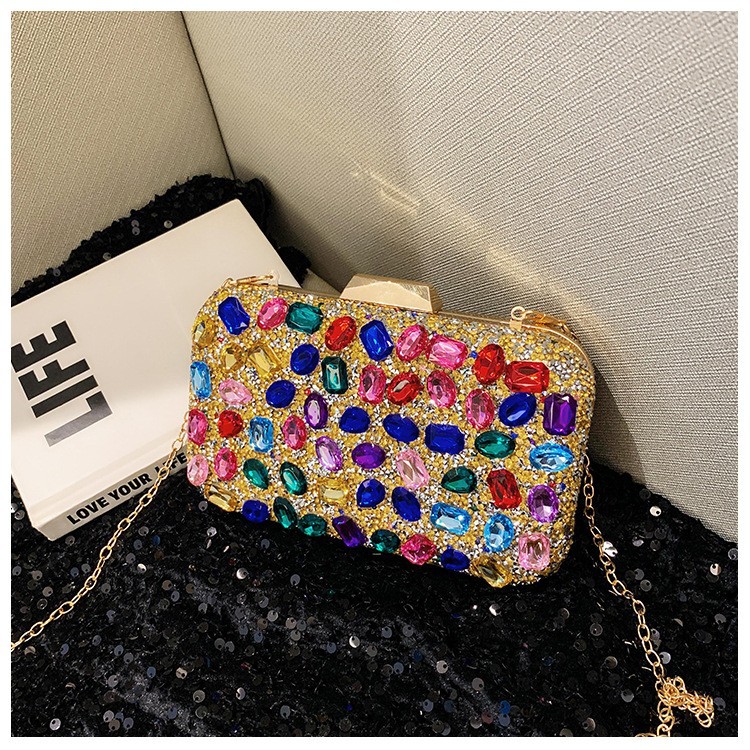 Nuevo transfronterizo lleno de diamantes brillante bolsa de cena de damas con diamantes ligero de lujo bolsa de mano de fiesta de boda alta sensación bolsa de cena