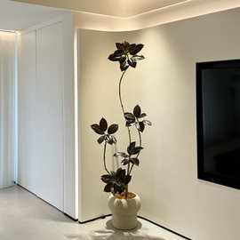 海虹景品黑金刚橡皮树仿真绿植高端轻奢室内假花客厅大型落地盆栽