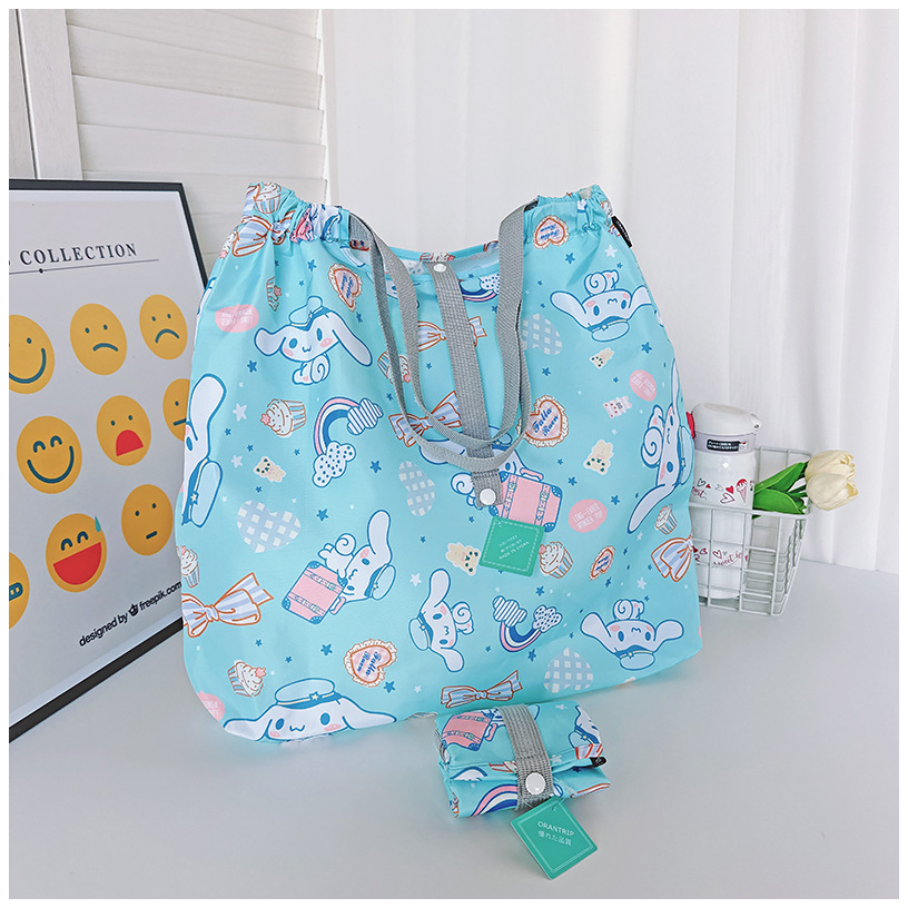 Bolsa de compras ecológica plegable japonesa de dibujos animados lindo ligero de gran capacidad para mujer bolso de tela grande de un solo hombro regalo estilo ins