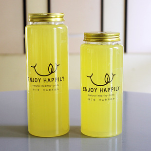 Golden lid milk tea cup disposable with lid chubby net red juice cold drink cup poplar branch nectar bottle packaging