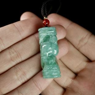 Jade Dragon Pillar Pendant High-End Dragon Pillar Cylindrical Pendant Natural A-Grade Jade Dragon Pillar Necklace Sihui Jade