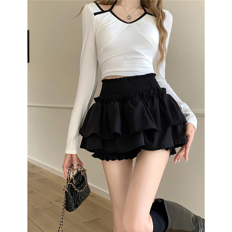 Ballet Style Skirt for Women Autum Korean Style 2024 New High Waist Slim Design Sweet Cake Fluffy Skirt
