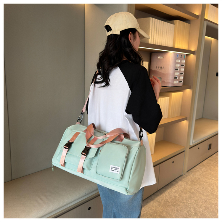 Travel bag Premium sense women's large-capacity sports bag Fitness bag Luggage bag Water-proof shoulder bag_voghion.com