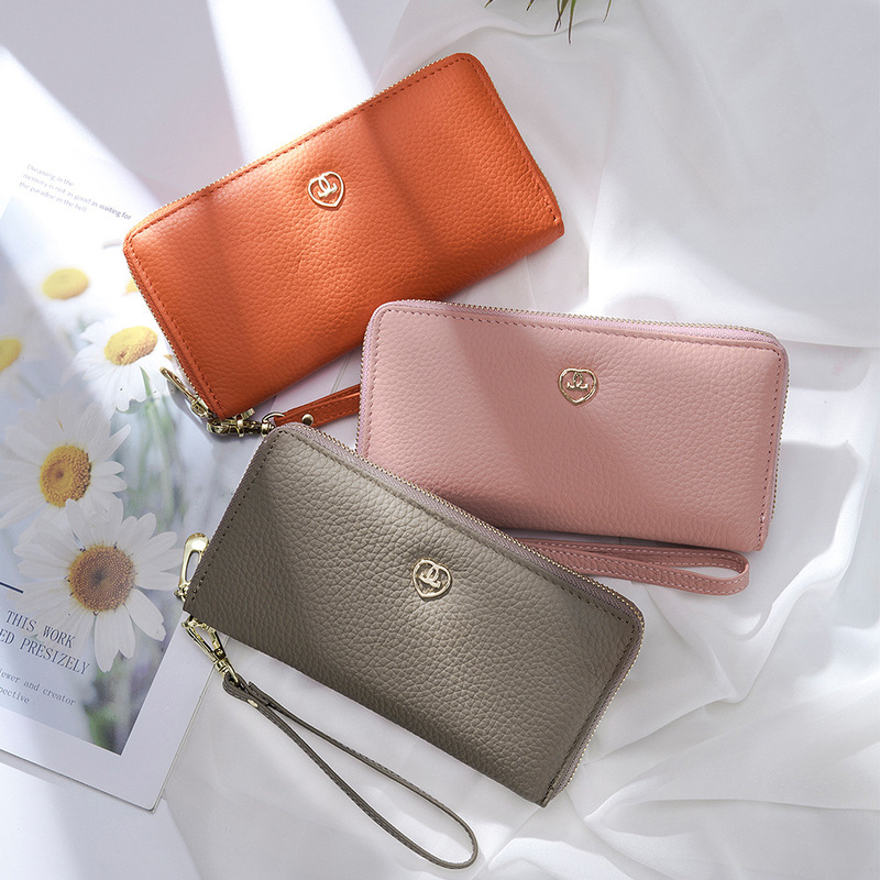 2022 New Style Genuine Leather Long Wallet Women's Fashionable Women's Clutch Soft Leather Distinctive Multifunctional Zipper Cowhide Wallet