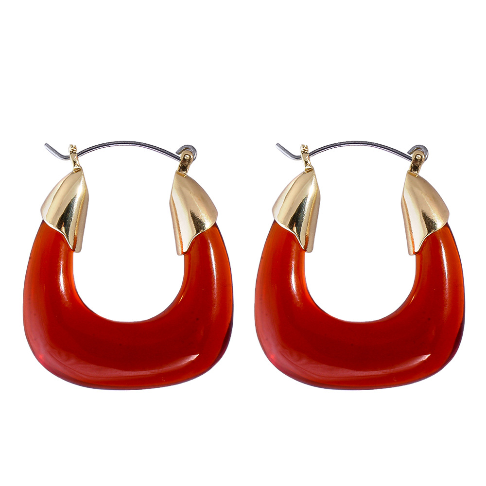 Exaggerated Transparent Resin U-shaped Earrings display picture 3