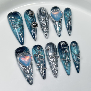[dyed armour] hand-worn armour star galaxy creative hand-painted butterfly European and American long pointed nail art finished patch