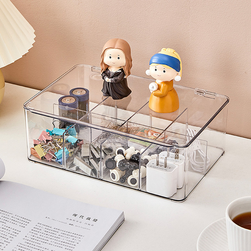 Caja de almacenamiento de escritorio compartimiento café bolsa de té caja de almacenamiento con tapa extraíble a prueba de polvo Oficina buena caja de almacenamiento