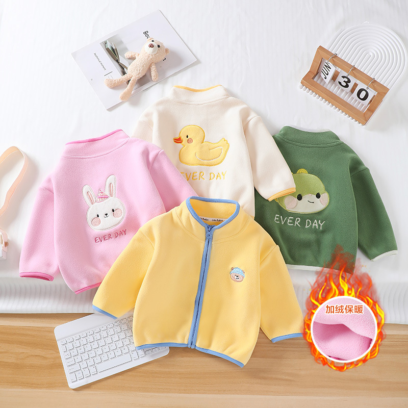 Autumn and Winter Kidsren's Cartoon Printed Tops, Autumn and Winter Boys' Outerwear, Girls' Fashionable Kidsren's New Baby Velvet Jackets