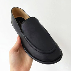 Top plate niche the top layer cowhide comfortable round head genuine leather flat sole slip-on Loafers for women
