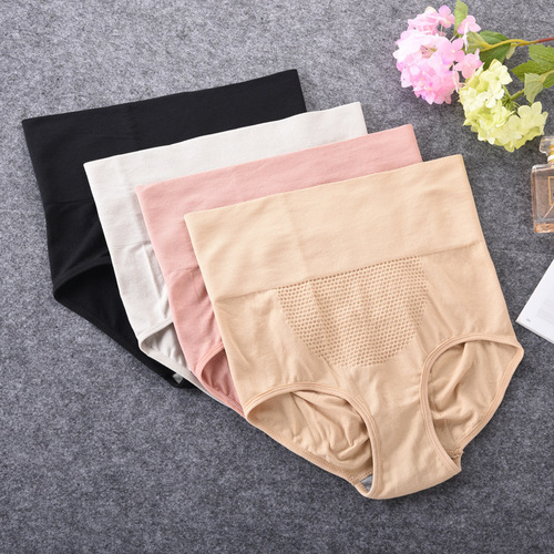 3D Honeycomb Women's High-Waist Pouch Shaped Body Shaping Seamless Cotton gusset Honeycomb Triangle Underwear for Cross-Border Shipping