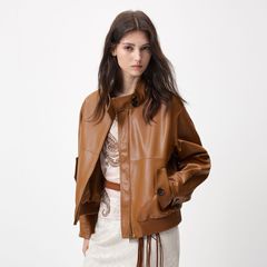 绵羊皮复古棕色皮衣外套女2025秋季新款宽松真皮皮夹克厂家批发