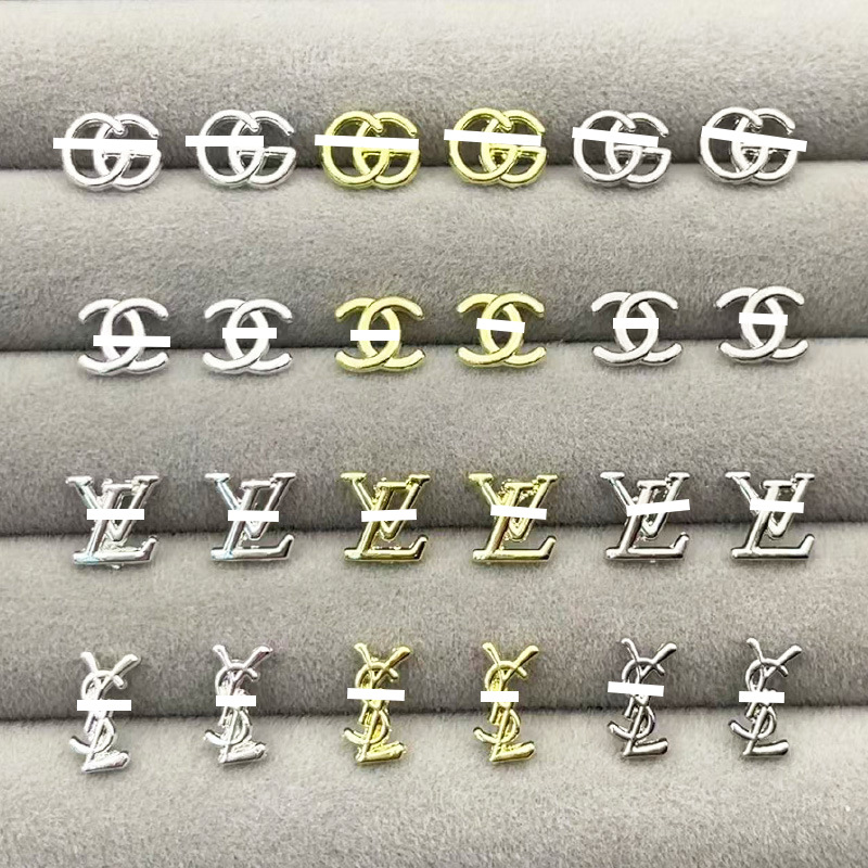 Net red explosion LOGO nail jewelry alloy small fragrance big brand high-end luxury poplar nail decoration wholesale