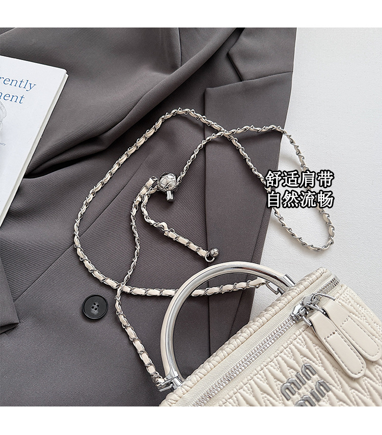 Soft surface pleated bucket bag for women, 2025 new style hand-held hard shell cosmetic box bag, crossbody single-shoulder mobile phone bag undefined
