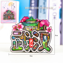 武汉冰箱贴城市地标木质三层磁吸冰箱贴文创礼品旅游景区纪念品