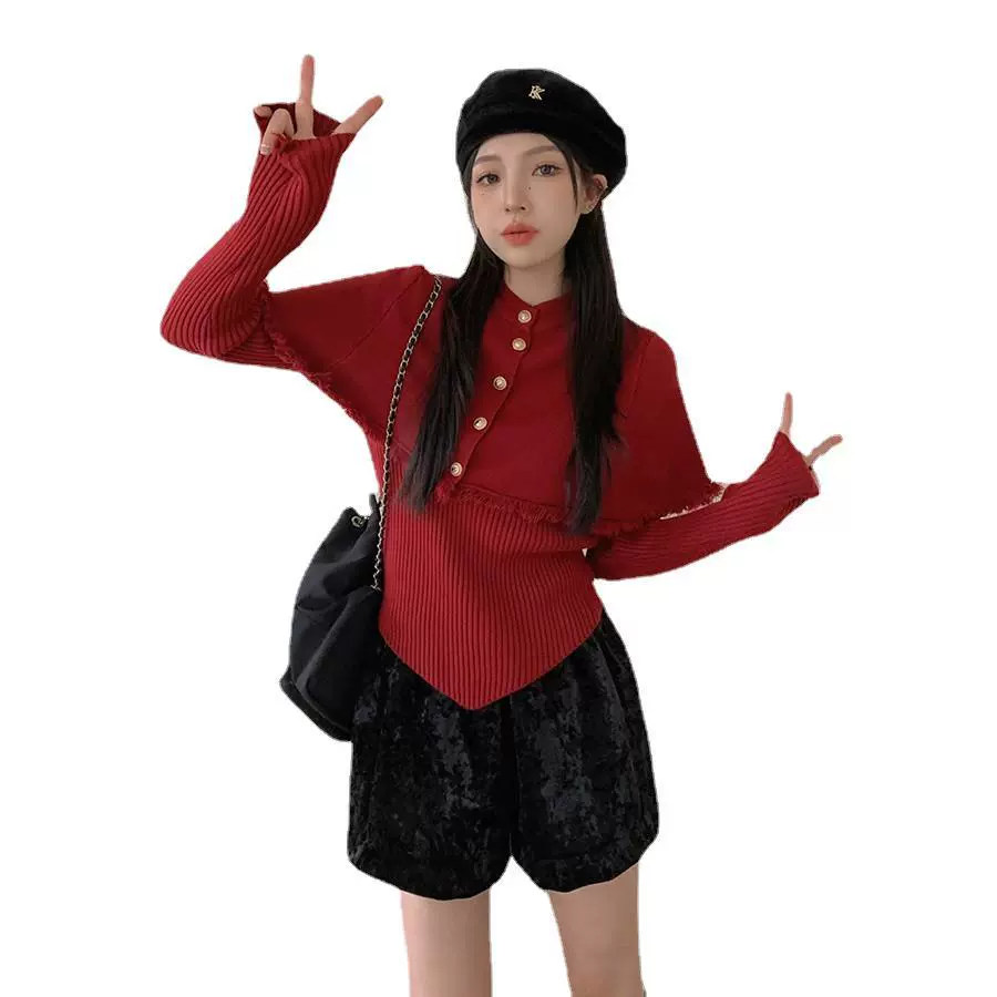 Fashionable knitted sweater with tassels, trench coat, jacket, fitted set
