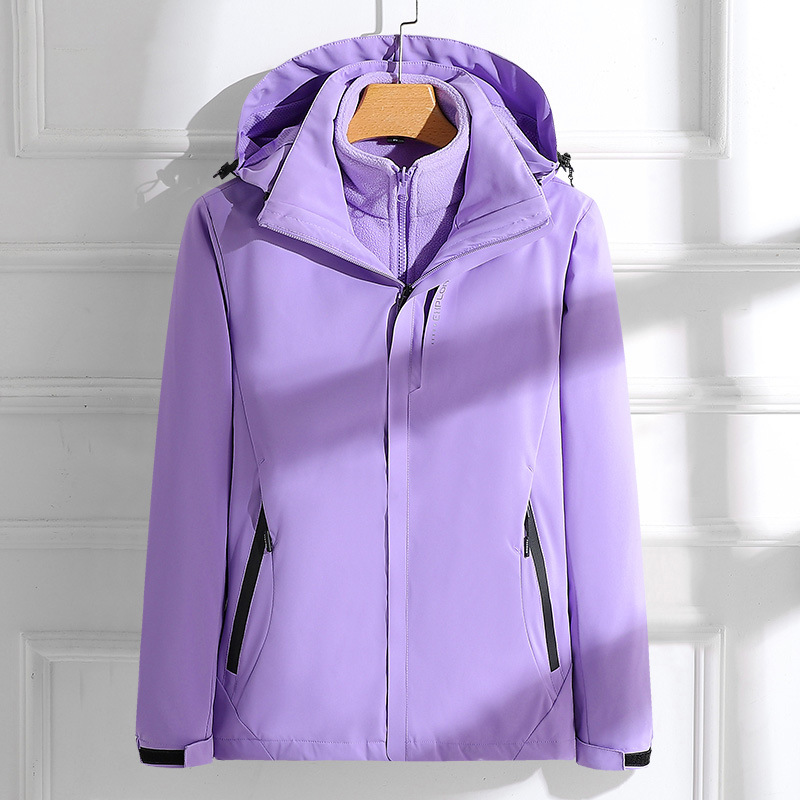 Autumn and Winter Softshell Jacket for Men and Women, Fleece-Lined, Thickened, Windproof, Waterproof, Three-In-One Outdoor Mountaineering Jacket