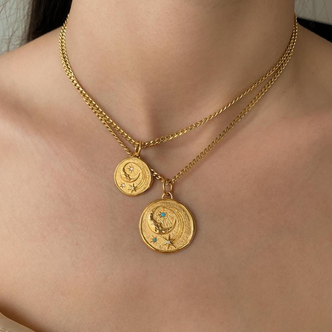 Layered Star Moon Necklace For Mother And Daughter Set_voghion.com