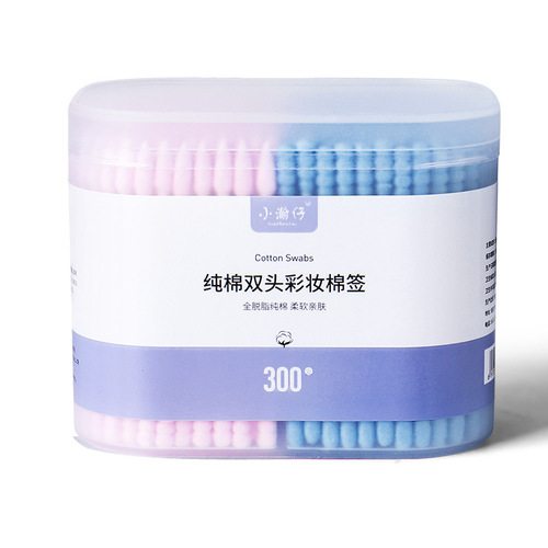 Origin manufacturer Xiaozhanzi 300 pieces two-color cotton swabs, cotton sticks, ear cleaning pointed tip paper cores, cotton swabs