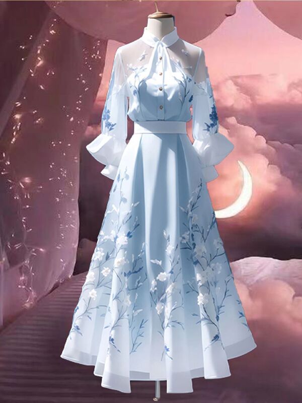 Summer New Chinese Style Han Dynasty Dress Suit for Women, Improved Retro Elegant Top, Fairy Skirt Two-Piece Set