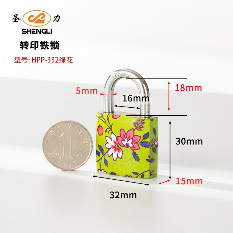 Factory direct heating transfer printing iron padlocks, door locks, printed locks, multi-color and multi-specification bags, arc-shaped color lock heads, wholesale padlocks, hardware locks pic 6