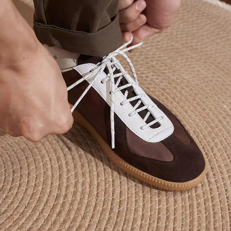 새로운 첫 번째 레이어 소 가죽 MAILLARD 훈련 신발 남성 가을 새로운 틈새 복고풍 캐주얼 신발 FORREST GUMP 스포츠 신발