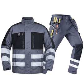 反光条工作服男工地建筑工程施工四季户外防护劳保服夹克