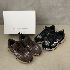 SGIRL TWTW复古千鸟格拼接老爹鞋女2025新款百搭厚底休闲运动鞋潮