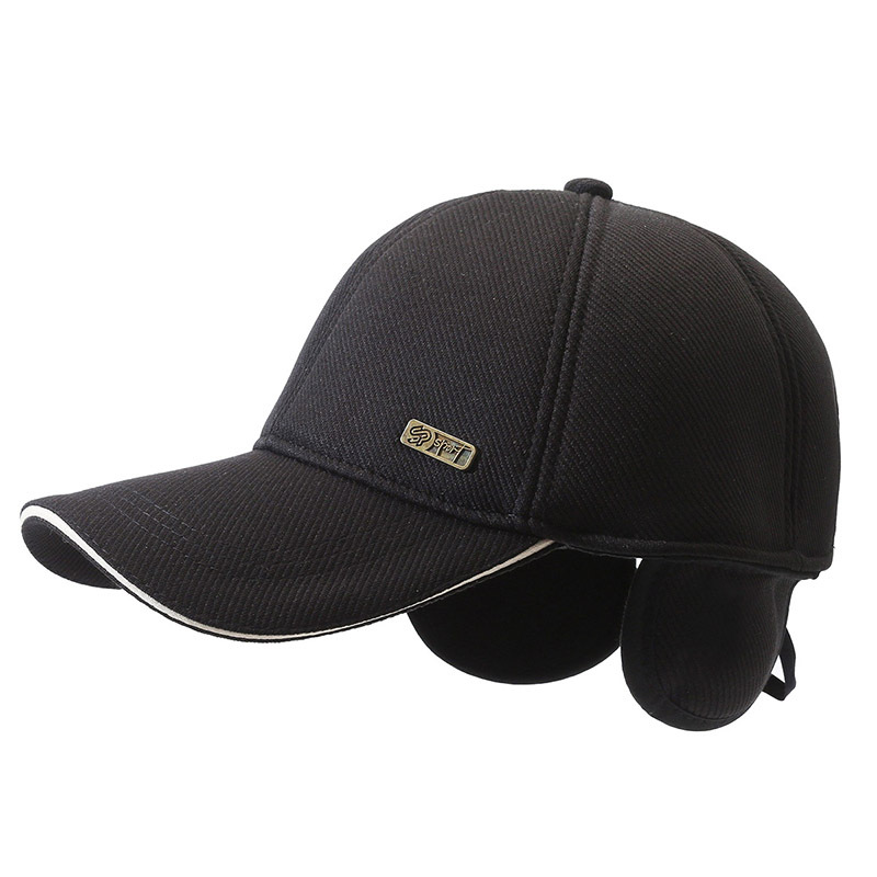 Velvet Baseball Cap For Men Warm Winter Outdoor Hat With Ear Flaps_voghion.com