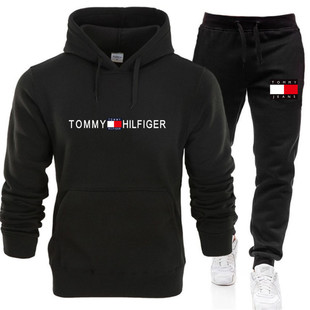 New Cross-border Hot Sale European and American Men's Sports Sweater suit Printed Casual Sports Sweater Hoodie suit Men